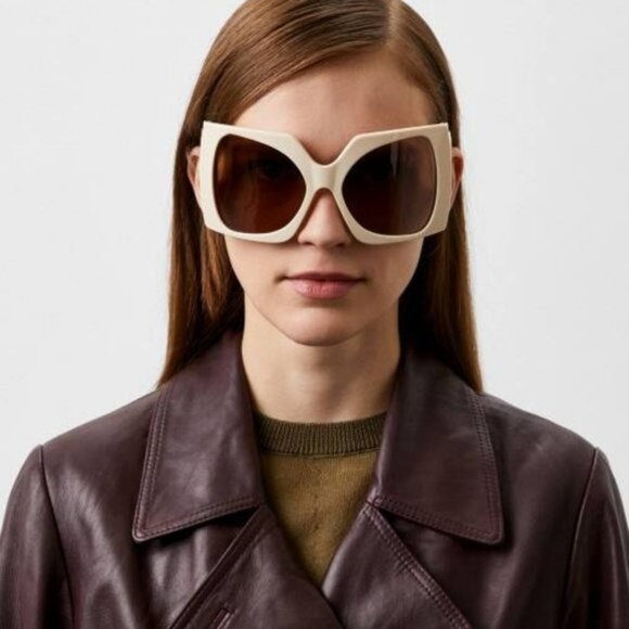 Gucci GG1255S 002 Butterfly Sunglasses - Ivory/Light Brown - Picture 2 of 10